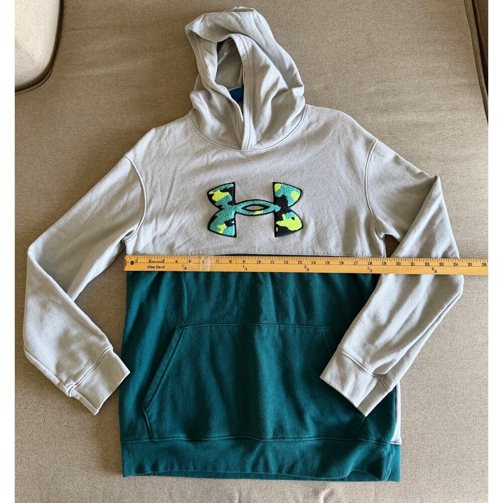 Under Armour Youth XL ColdGear Hoodie - Two-Tone Gray & Teal - Camo Big Logo